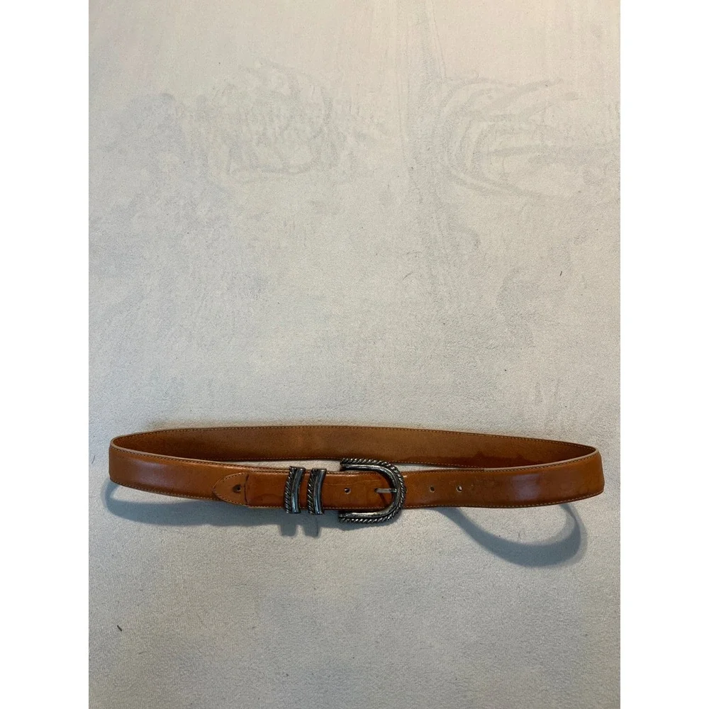 Brighton Vintage 1993 Brown Leather Western Belt Silver Buckle Mens Large